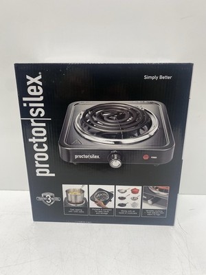 Proctor Silex 5.5  Stainless Steel Black Hot Plate Pan Pot Single Burner 34105