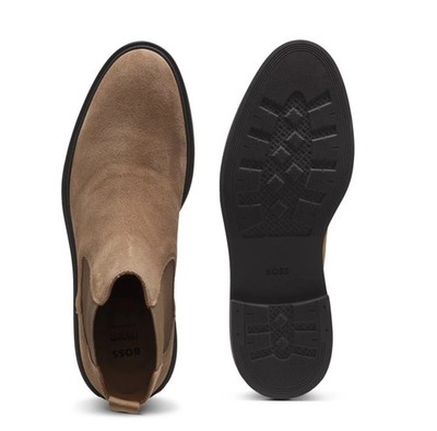 BOSS Calev Chelsea Boots Men\'s Beige Suede US 8 (UK 7 EU 41) MSRP $230 BOSS - Suede Chelsea boots with elasticated panels - Beige main image 3