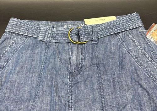 Sonoma Modern Fit Blue Denim Belted Skort Skirt Pockets Sz 4 NEW Casual Vacation - Picture 2 of 13