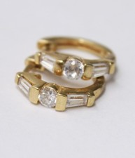 Sterling Silver 925  Cubic Zirconia Small Hoop Vermeil Earrings