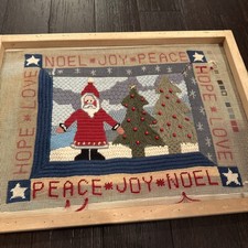 Candamar Something Special PRIMITIVE SANTA Needlepoint 30675 Vtg - Almost Finish