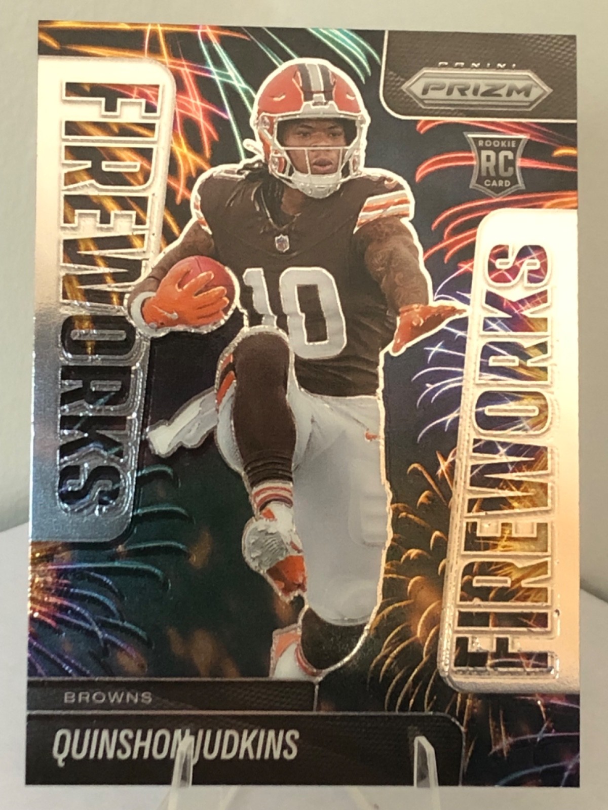 2025 Panini Prizm - Fireworks Quinshon Judkins #19 Silver Prizm (RC)