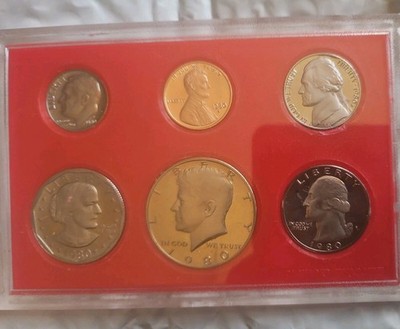 Vereinigte Staaten von Amerika 6 Kursmünzen Proof Set USA US 1980 S
