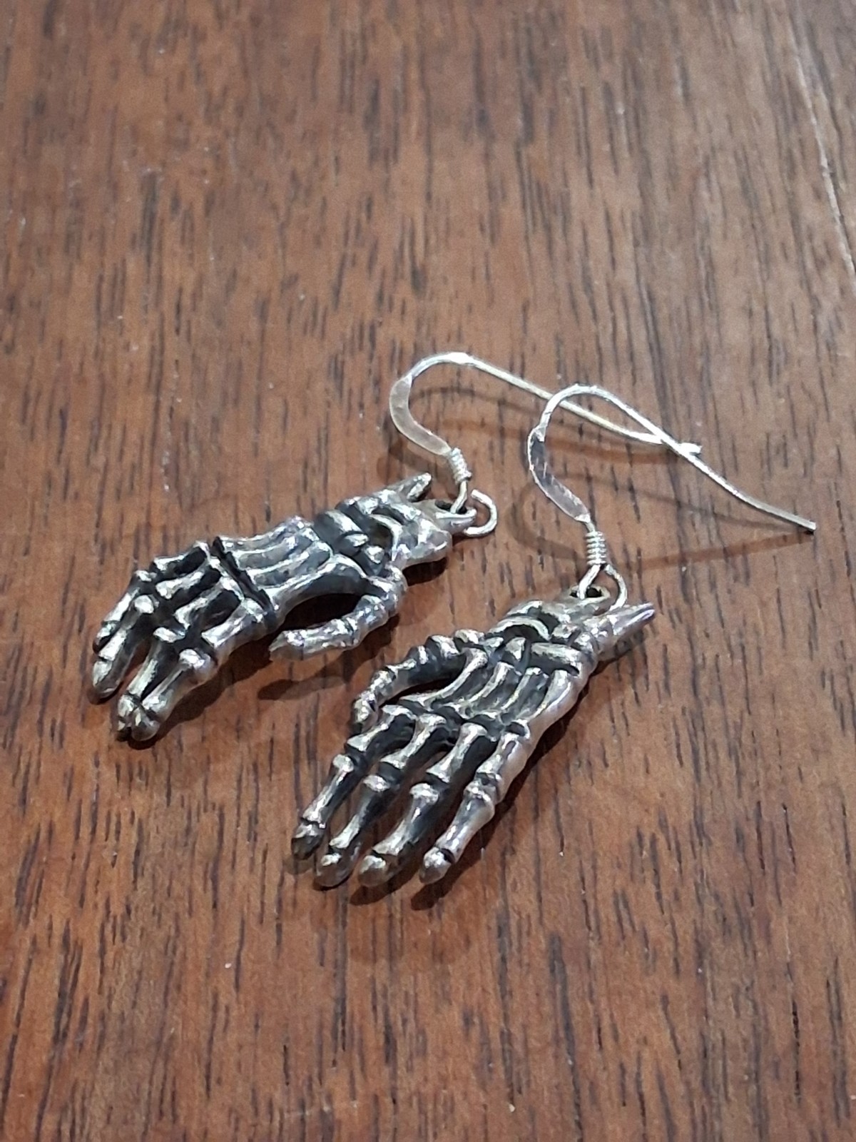 Sterling Silver Skeleton Hands Dangle Earrings 1 … - image 1