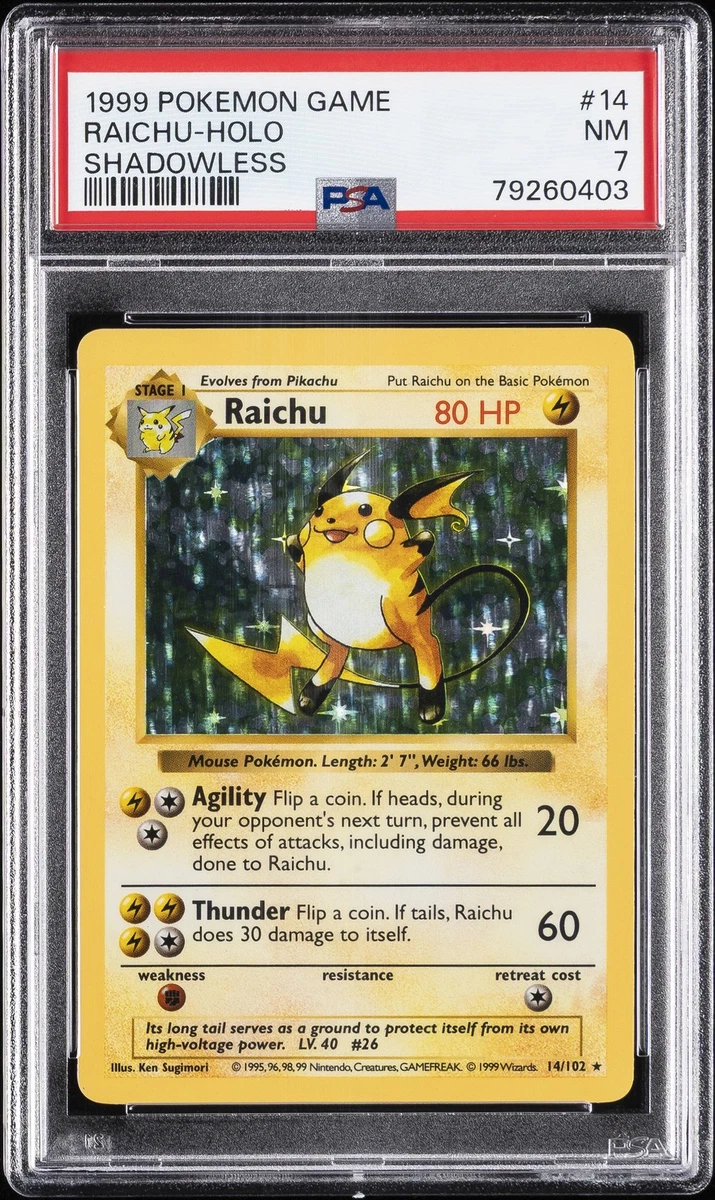 RAICHU SHADOWLESS ライチュウ 英語 シャドーレス Raichu Pokémon TCG Shadowless Individual Collectible Card Game