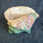 Roseville Water Lily Pink 1946 Art Pottery Conch Shell Planter Vase 445-6
