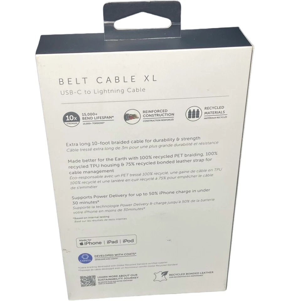 iPhone Charger Cable 10ft USB-C to Lightning MFi-Certified Fast Charging Belt XL - Image 2 of 4