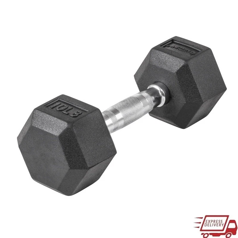 Durable Hex Rubber Dumbbell Ergonomic Handle Home Gym Weight Training Fitness US