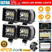 4x 4inch 200W  Work Lights Spot Flood LED Light Bar Reverse UTE 12V AU