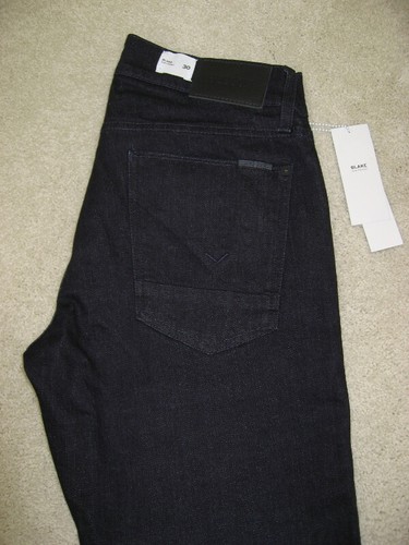 NUEVO CON ETIQUETAS HUDSON Blake Zip Fly Jeans Delgados Rectos Talla 30 Battle Royal (Índigo Oscuro) - Imagen 7 de 12