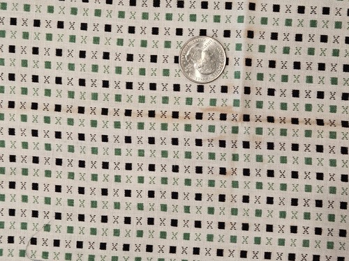 Vtg Feedsack Fabric Spearmint Candy Green Black White 36"×45" Squares Geometric - Picture 5 of 9
