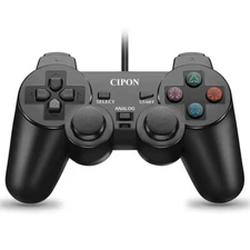 CIPON Wired Controller Compatible with PS2 Console Black Gamepad with 2.2m Cable