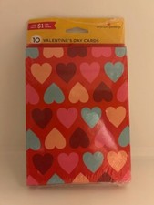 American Greetings Valentine  s Day Card Pack 10 Multi-Color Heart Cards/Envelope