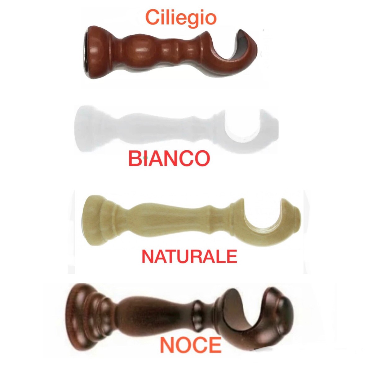 Accessori Tende Legno Bianco Supporti Per Bastoni Tende In Legno - Foto 14