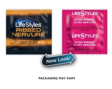 Lifestyles RIBBED Pleasure Condoms, Lubricated Latex Condom, Value Packs! Save $