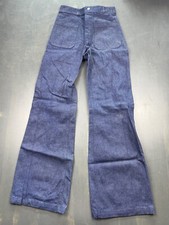 Vintage Seafarer Jeans Mens 26x34 Blue Bell Bottom Navy Dungaree Talon Zip Pants