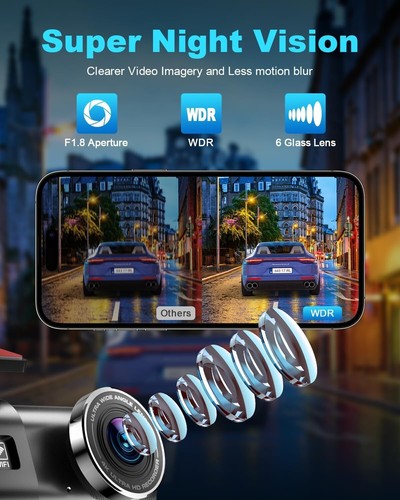 Dash Cam 4K UHD Front Dashcam with 64GB SD Card 2160P WiFi Car Camera,Smart App - Picture 6 of 7