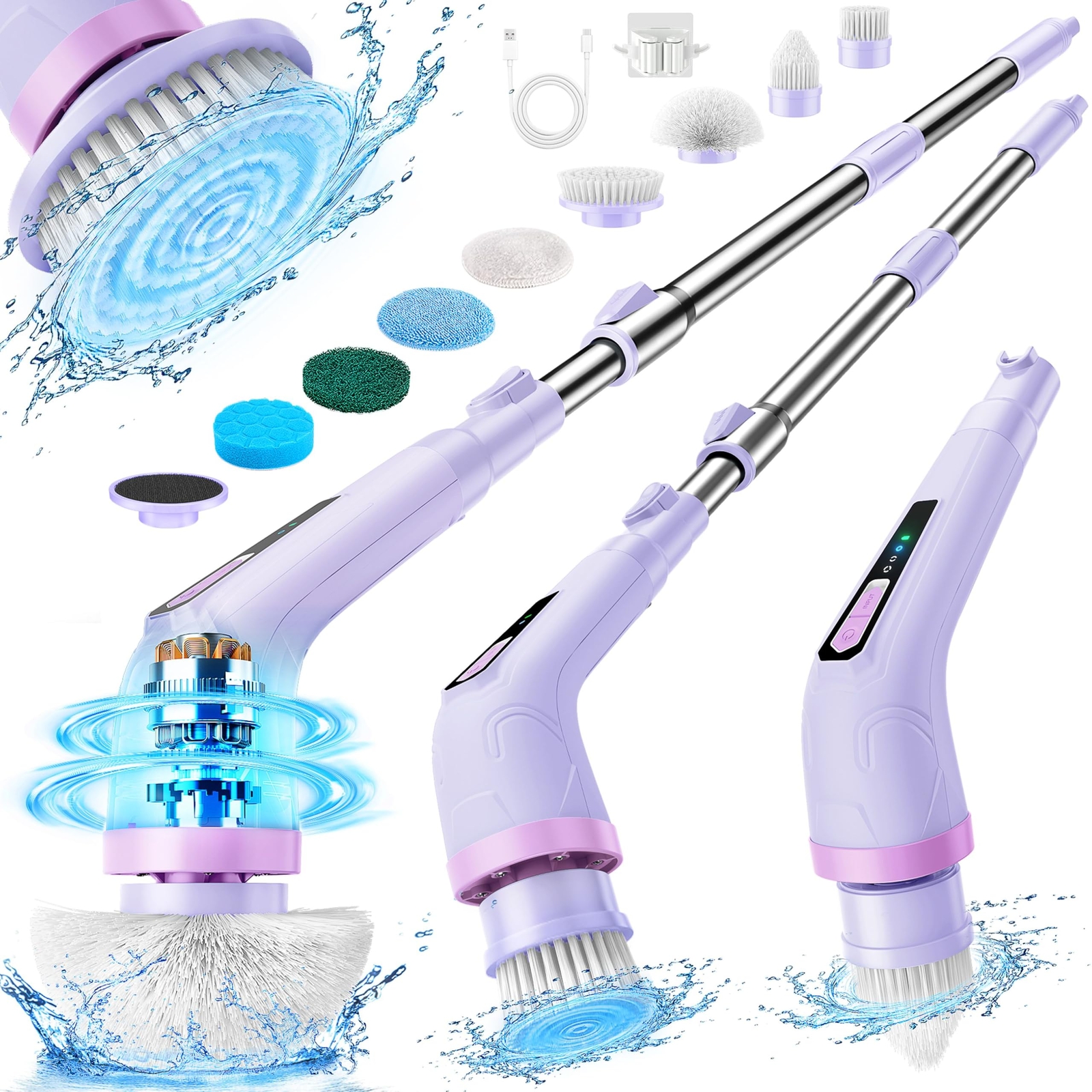 Electric Spin Scrubber, Cordless Bathroom Cleaning Brush for Home, 420PRM Sho...