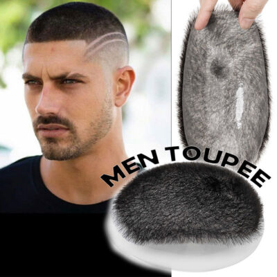 Men's Short Hair Toupee Buzz Cut Replacement System Ultra Thin