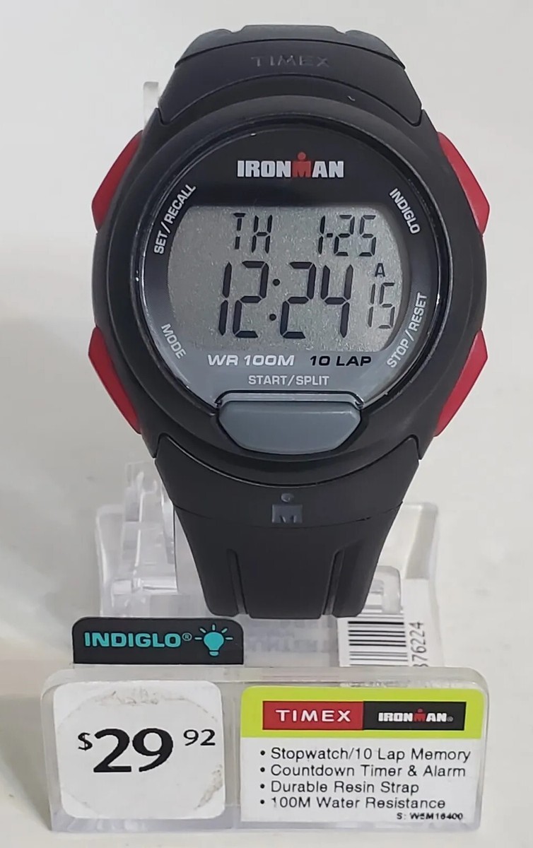 Timex Ironman 10 lap Digital Black Resin Band Men's Watch 100m WR