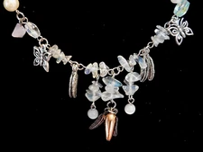 Caprice 31" Beaded Pink Stones, Butterflies and Leaves Necklace - #25 Israel