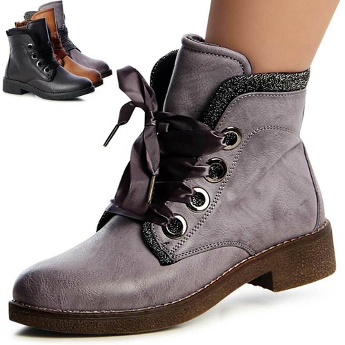 Zapatos Mujer Obrero Botas Botines Botas con Cordones Caliente | eBay