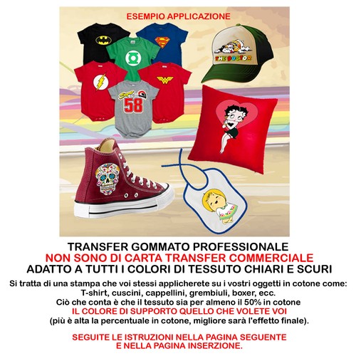Lamu cartoon transfer gommato t-shirt capellini cotone chiaro e scuro 1 pz. - Picture 2 of 3