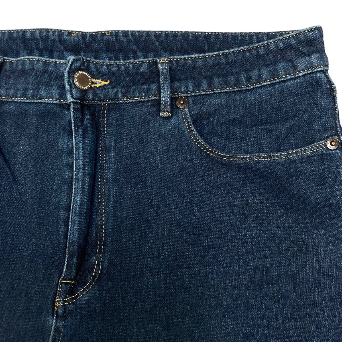 LL Bean Comfort Knit Classic Fit Denim Blue Jeans Size 14