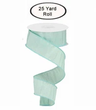 Faux Dupioni Silk Ribbon, Robin Egg Blue, Easter, Wired Edge, 1.5" Wide X 25 Yar