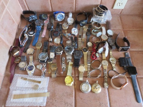 Lot of 69 Watches: Seiko, Timex, Casio, Fossil, Armitron, Accutime, Waltham etc