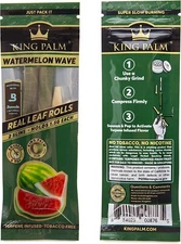 King Palm | Slim Size | Watermelon Wave | Organic Prerolled Palm Leafs | 2 Rolls