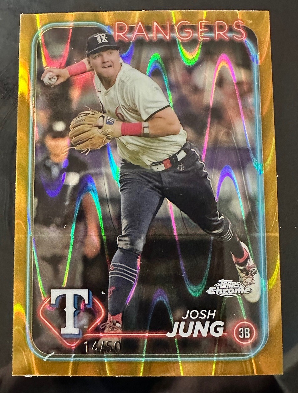 2024 Topps Chrome #214 Josh Jung Gold Raywave Refractor 14/50 Texas Rangers