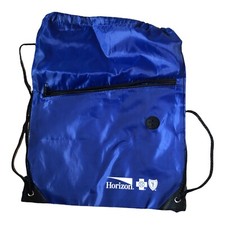 Drawstring Blue Backpack Zippered Pocket Sport Gym Waterproof Cinch Sack Bag.