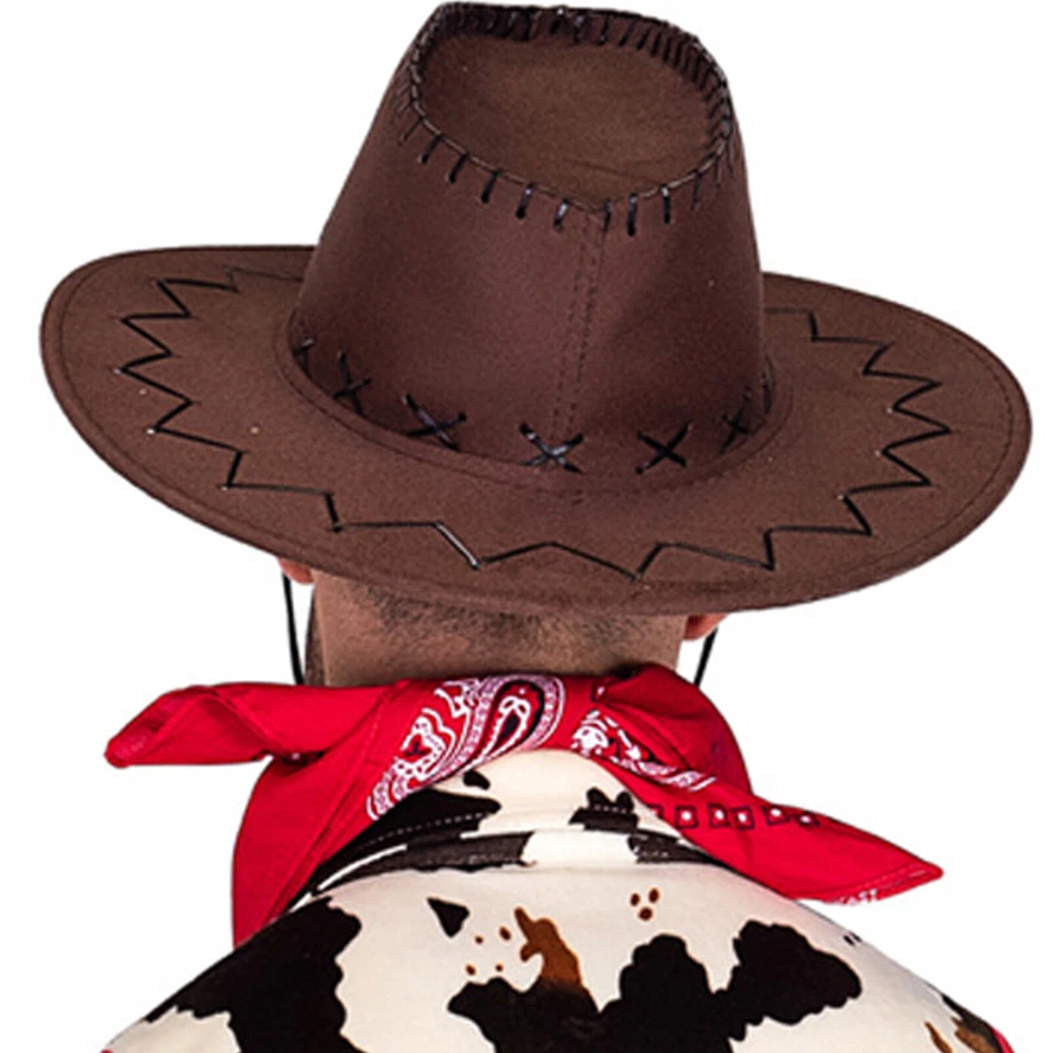 Sombrero de Vaquero Vaquera Imitación Gamuza Costuras Sheriff Adjunto Ranchero Disfraz H4361 Foto 3 de 4