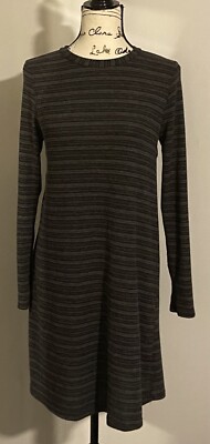 Francescas Black & Gray Striped Long Sleeve Dress Size Medium $50 | eBay