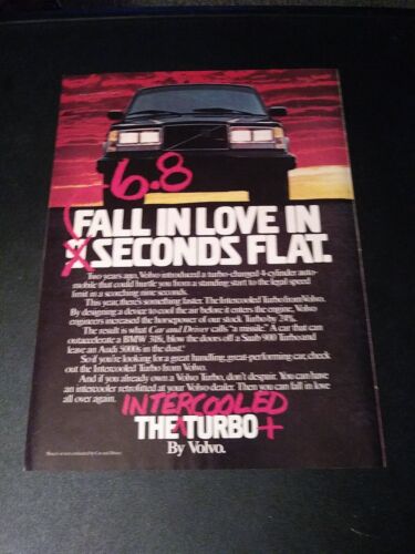 Intercooled Turbo Volvo Vintage 1984 Fall In Love 6.8 Flat Original Print Ad - Picture 1 of 5