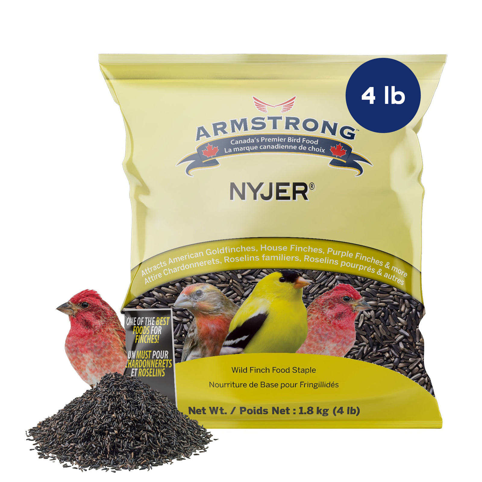 Nyjer Bird Seed For Finches, 4lb, For Outside Birds
