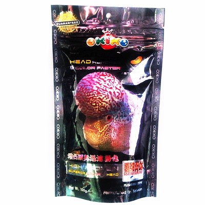 Okiko Cichlid Flowerhorn Fish Food Platinum Big Head Fast Floating Pellets 100g