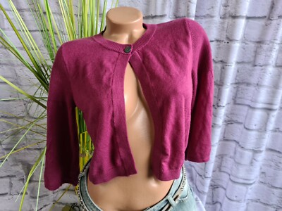 Esprit Damen Strickjacke Bolero Cardigan M Lila weich fallend