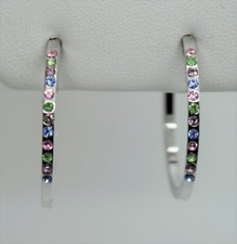 C222 Classic  simple Fashion Jewelry silver tone 1.0 inch hoop Earring -multi