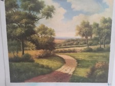 Quadro Dipinto a mano paesaggio stile classico barocco Olio su Tela 50x60cm 