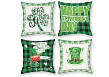 NEW St Patricks Day Throw Pillow Covers 18x18 inches Set of 4 NWT