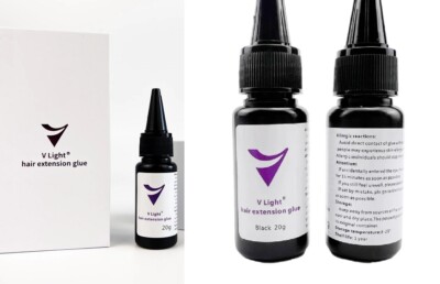 V-light Hair Extensions Glue, UV light, bonding agent - Black or Transparent