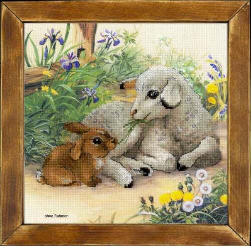Riolis Cross Stitch Set "Lamb and Rabbit", Counting Pattern - Picture 1 of 5