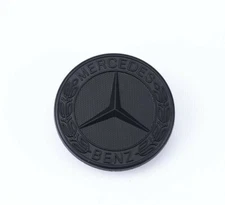 Matte Black 57 mm Flat Hood Emblem/Logo/Badge/Laurel Wreath For Mercedes-Benz