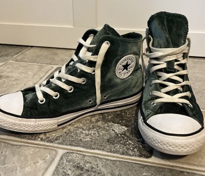 Converse All Star Chuck Taylor Teal Green Velvet Fabric Size