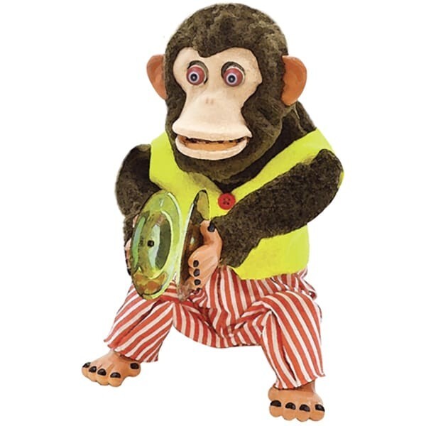 珍品！「ROCK VALL TOY」輸出品　MUSICAL CHIMP　ゼンマイ Bargain John's Antiques | Wind Up Musical Chimp Toy in the
