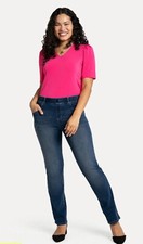 Betabrand Straight Leg 7 Pocket Denim Jeans Large Petite