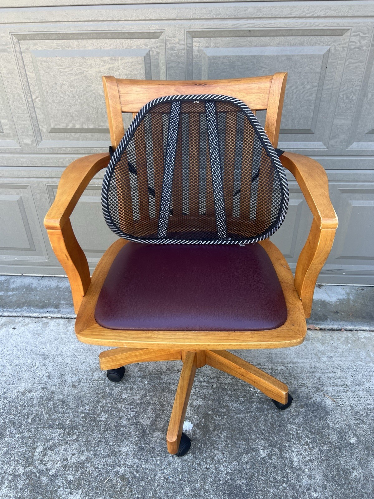 Silla de Oficina Madera Con Soporte Giratoria de Acero
