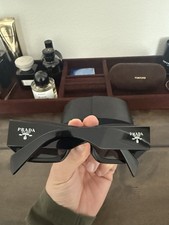 PRADA Sunglasses New 53mm Black Square Logo PR A01S 16K08Z Authentic New Prada